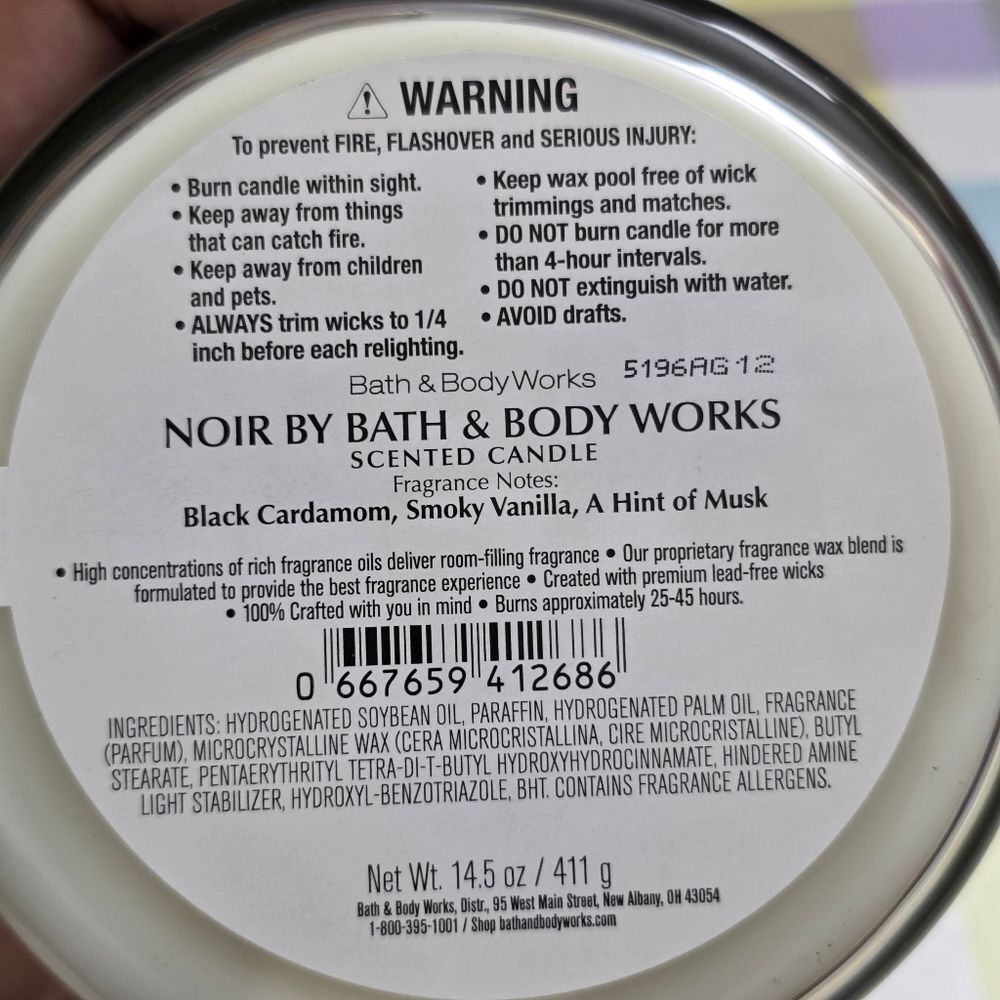 Bath & Body Works Men's Shop Noir Soy Wax Blend 3-Wick Candle NEW RARE - Picture 4 of 4